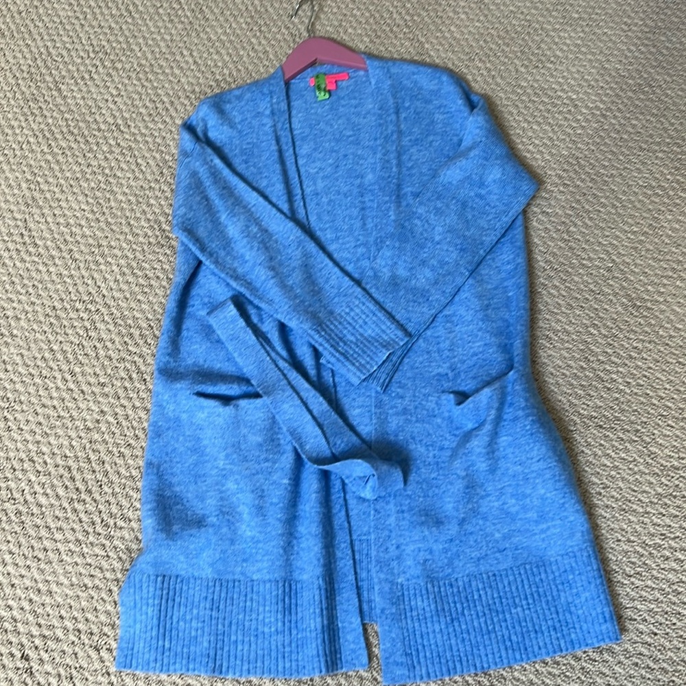 Lilly Pulitzer MACARTHY OPEN FRONT CARDIGAN Heathered Beckon Blue M